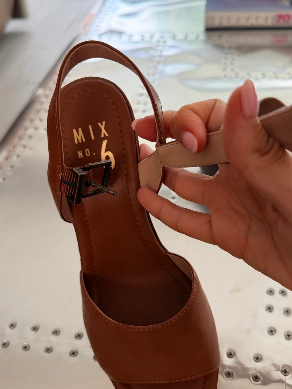 Mix No. 6 Brown Platform Slingback Heeled Sandals